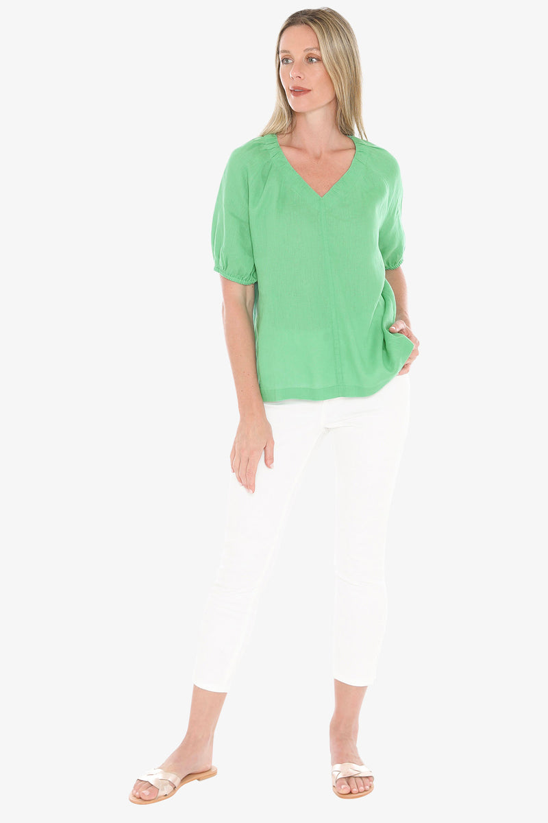 Jump Ruched V-Neck Top - Apple