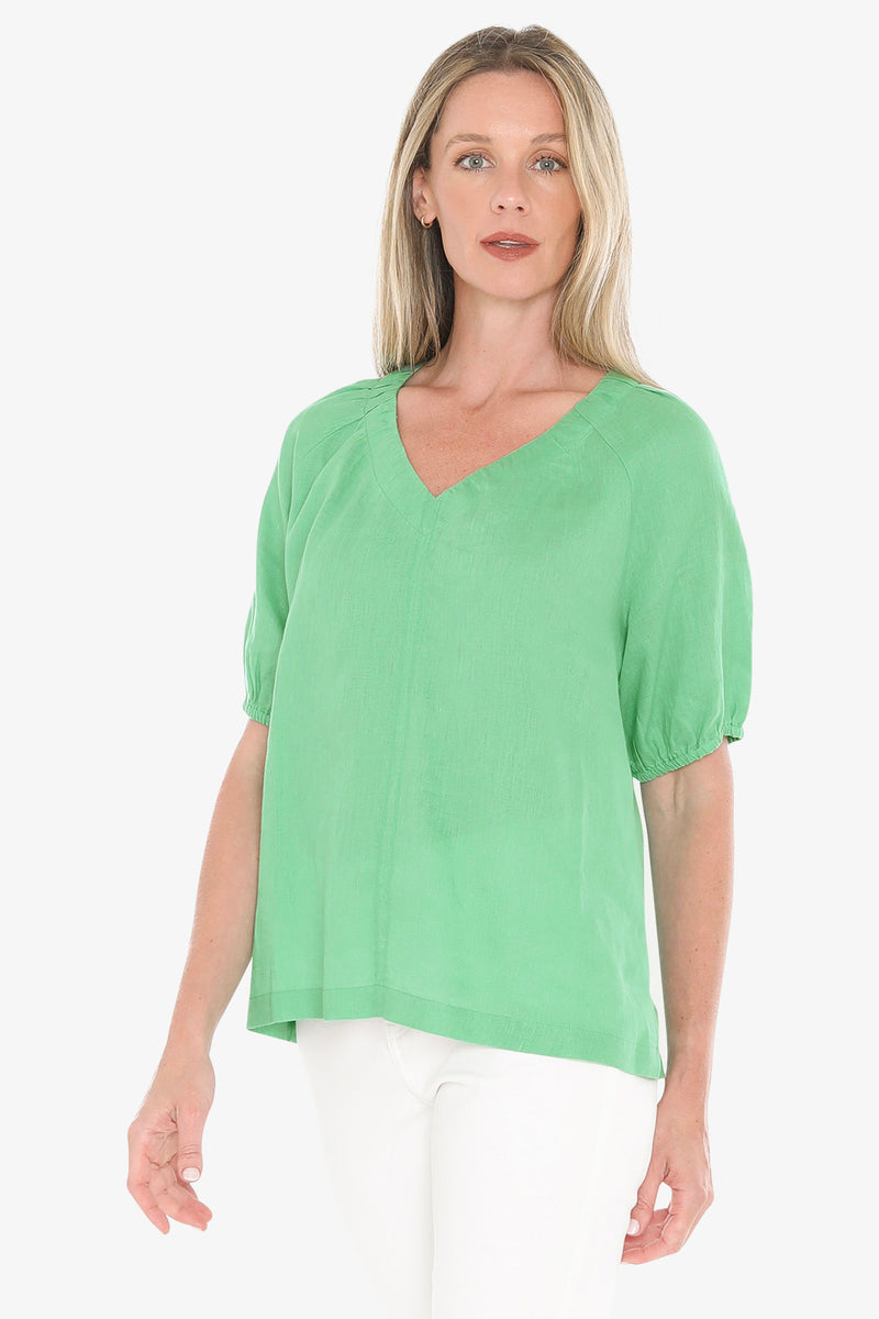 Jump Ruched V-Neck Top - Apple