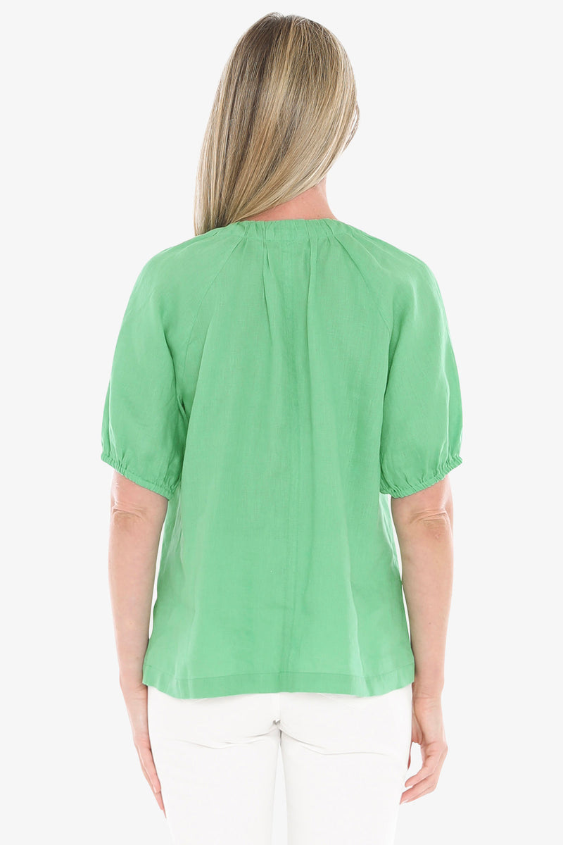 Jump Ruched V-Neck Top - Apple