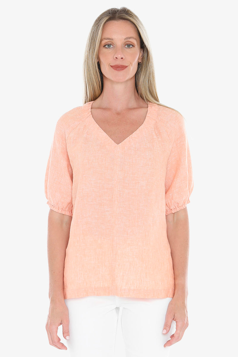 Jump Ruched V-Neck Top - Sunset
