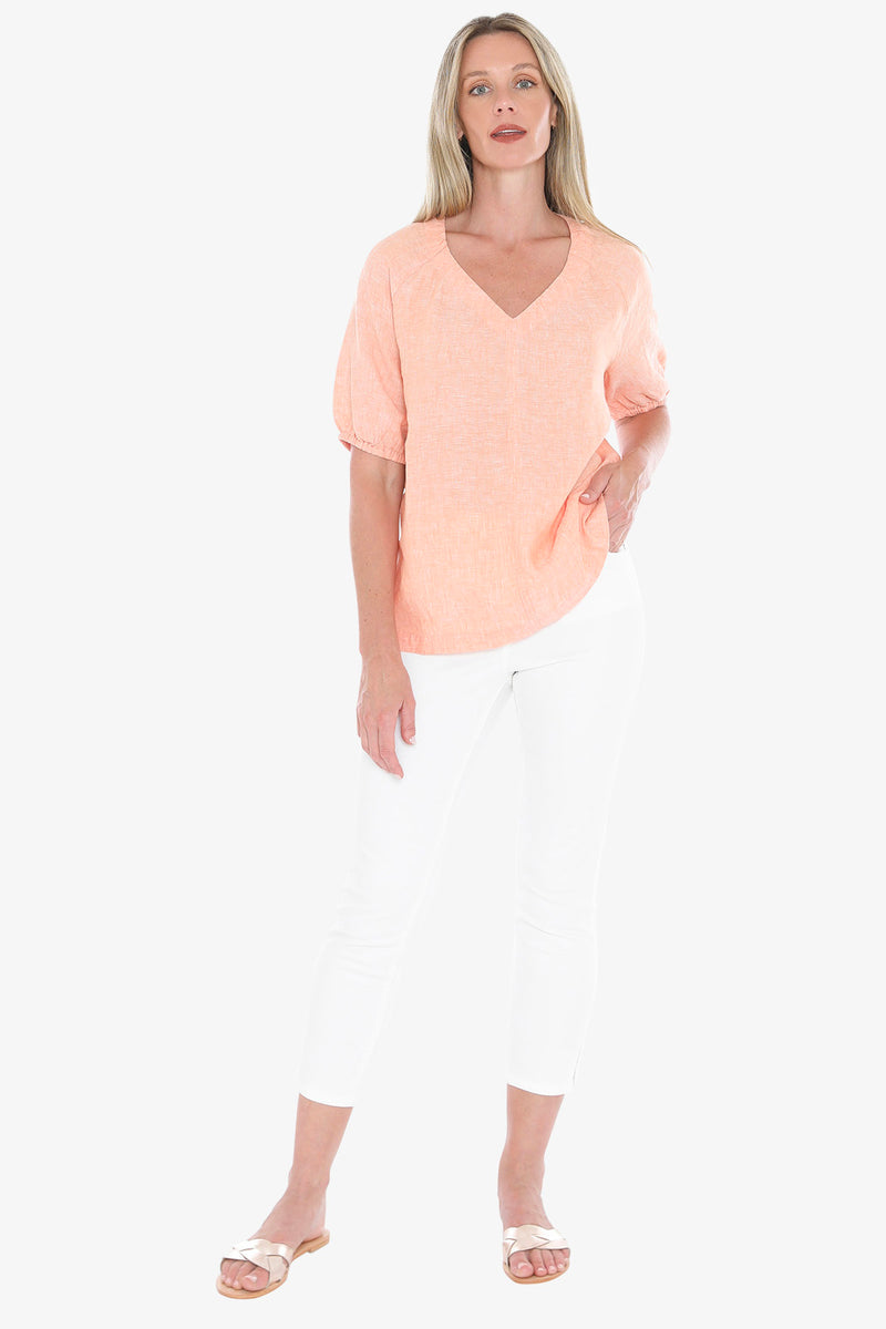 Jump Ruched V-Neck Top - Sunset