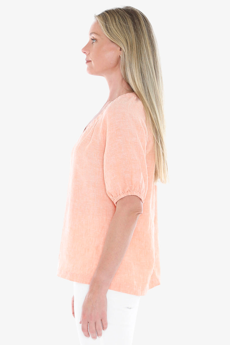 Jump Ruched V-Neck Top - Sunset
