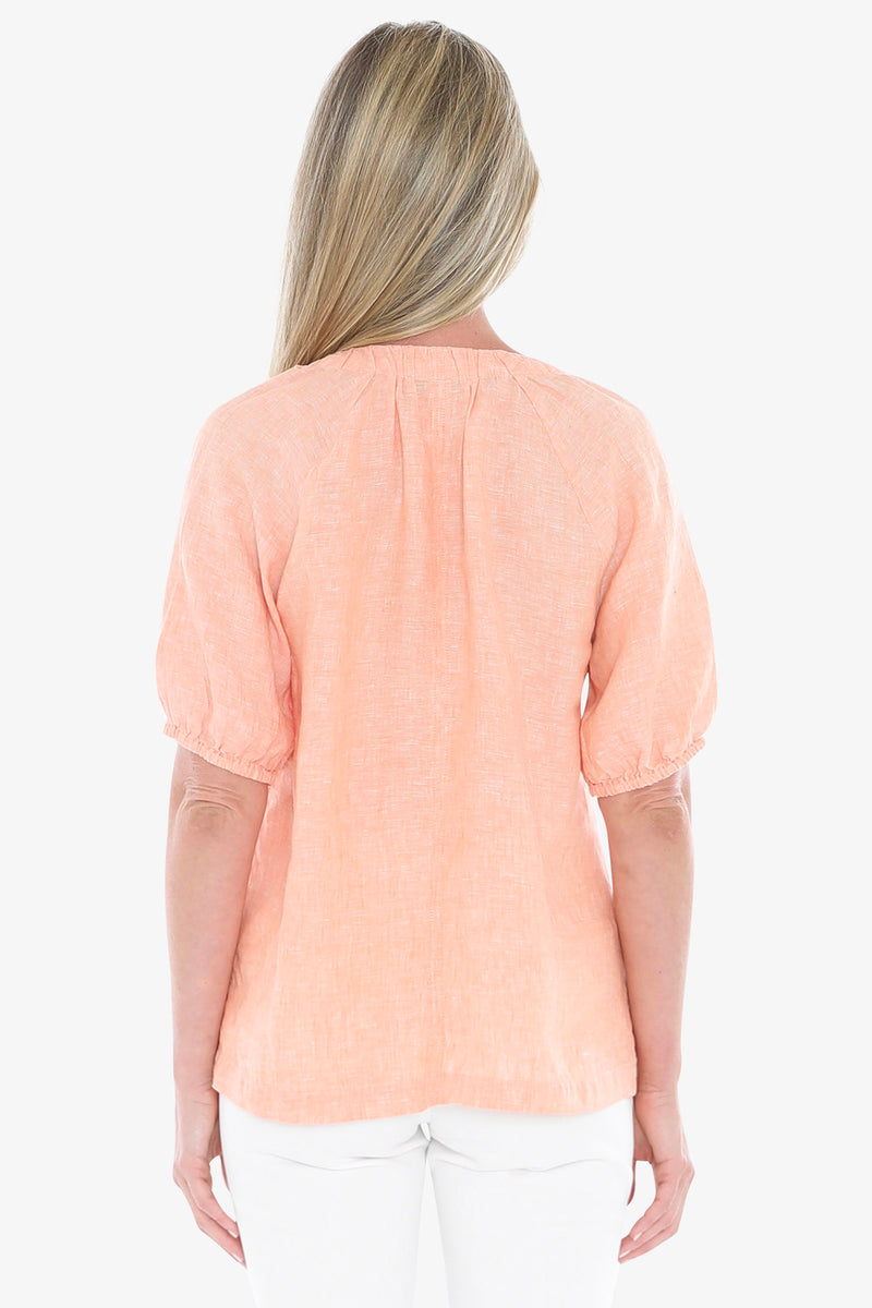 Jump Ruched V-Neck Top - Sunset