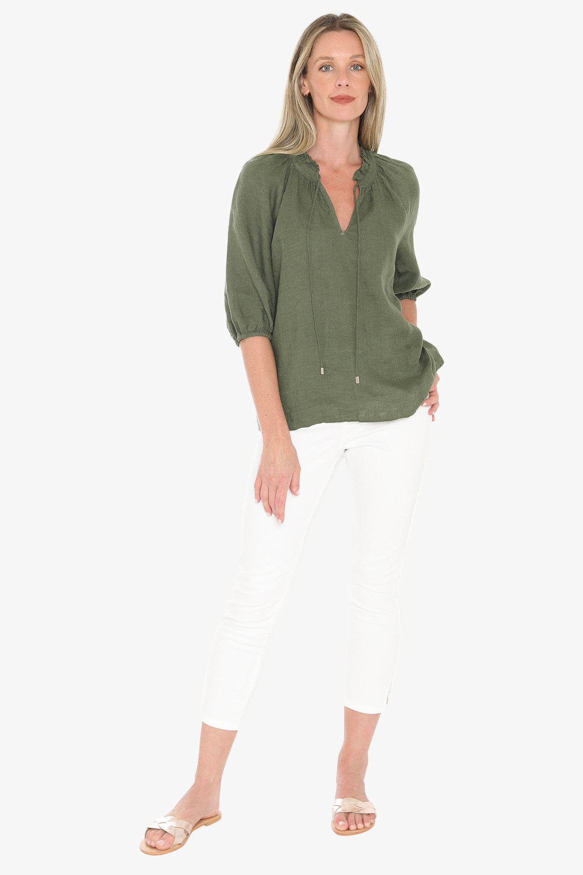 Jump Ruffle Top - Basil