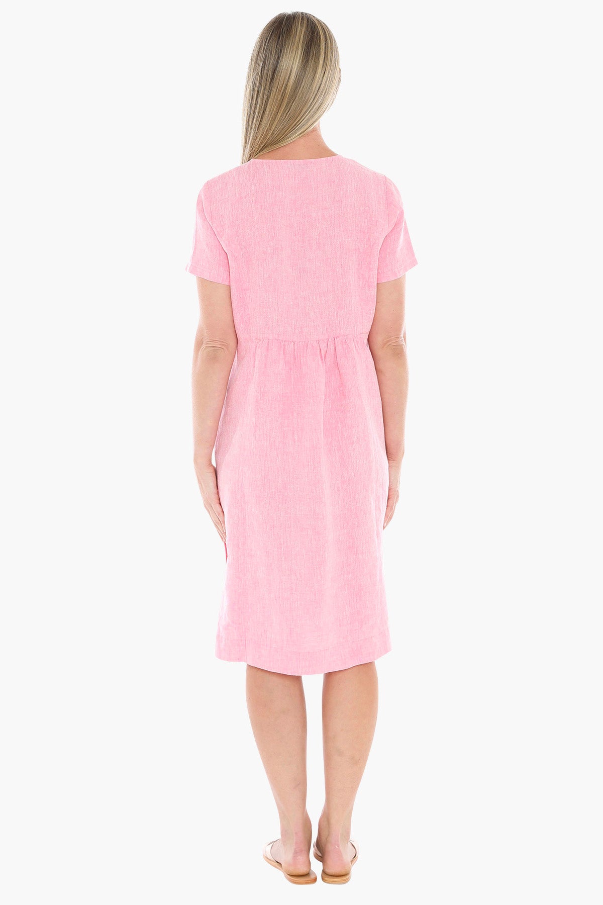 Jump Button Through Dress - Flamingo