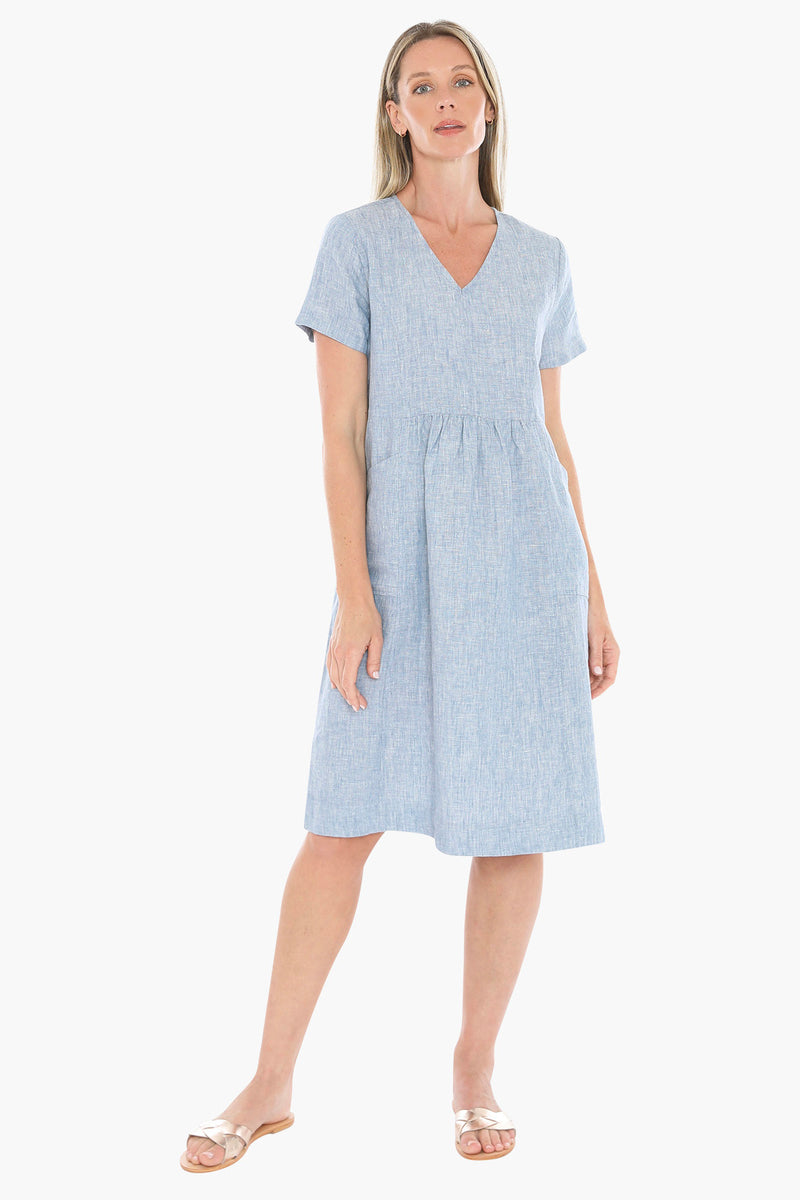 Jump Button Through Dress - Ocean