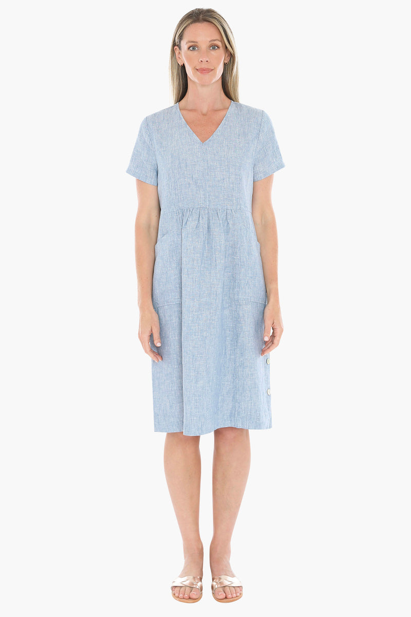 Jump Button Through Dress - Ocean