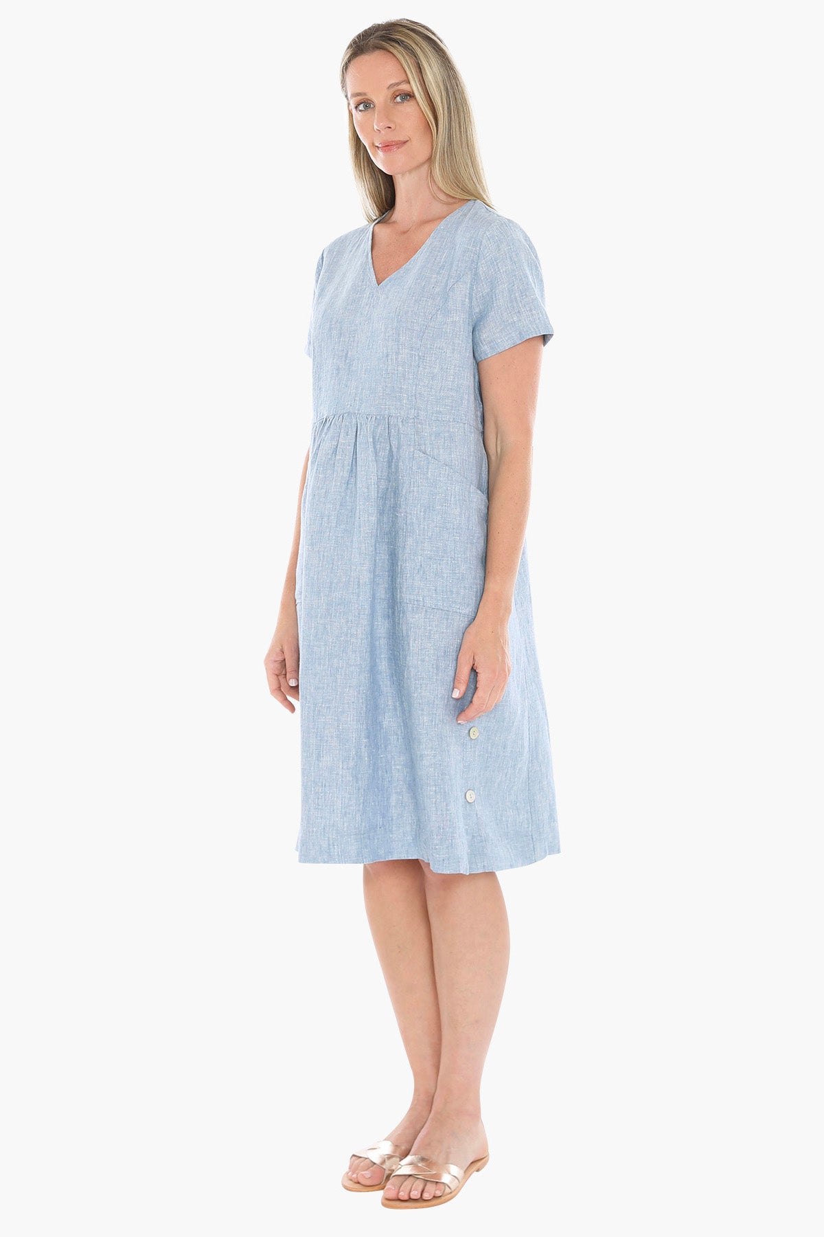 Jump Button Through Dress - Ocean