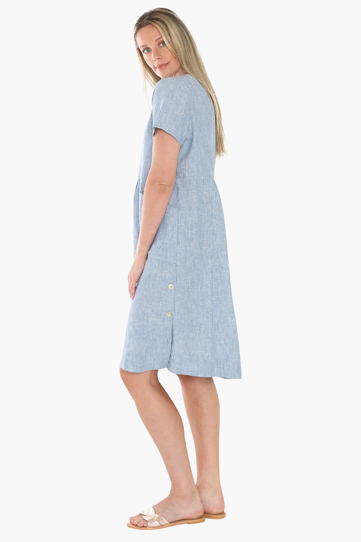 Jump Button Through Dress - Ocean