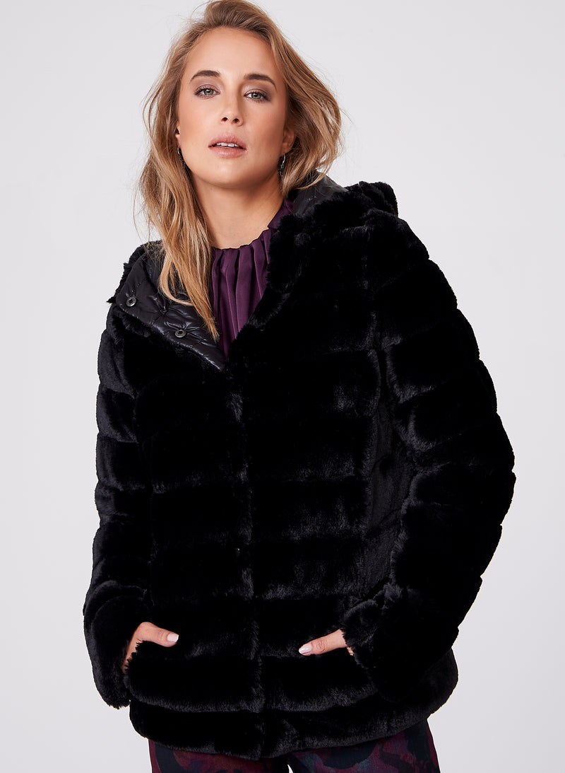 Frank Lyman Wear Two Ways Faux Fur Coat