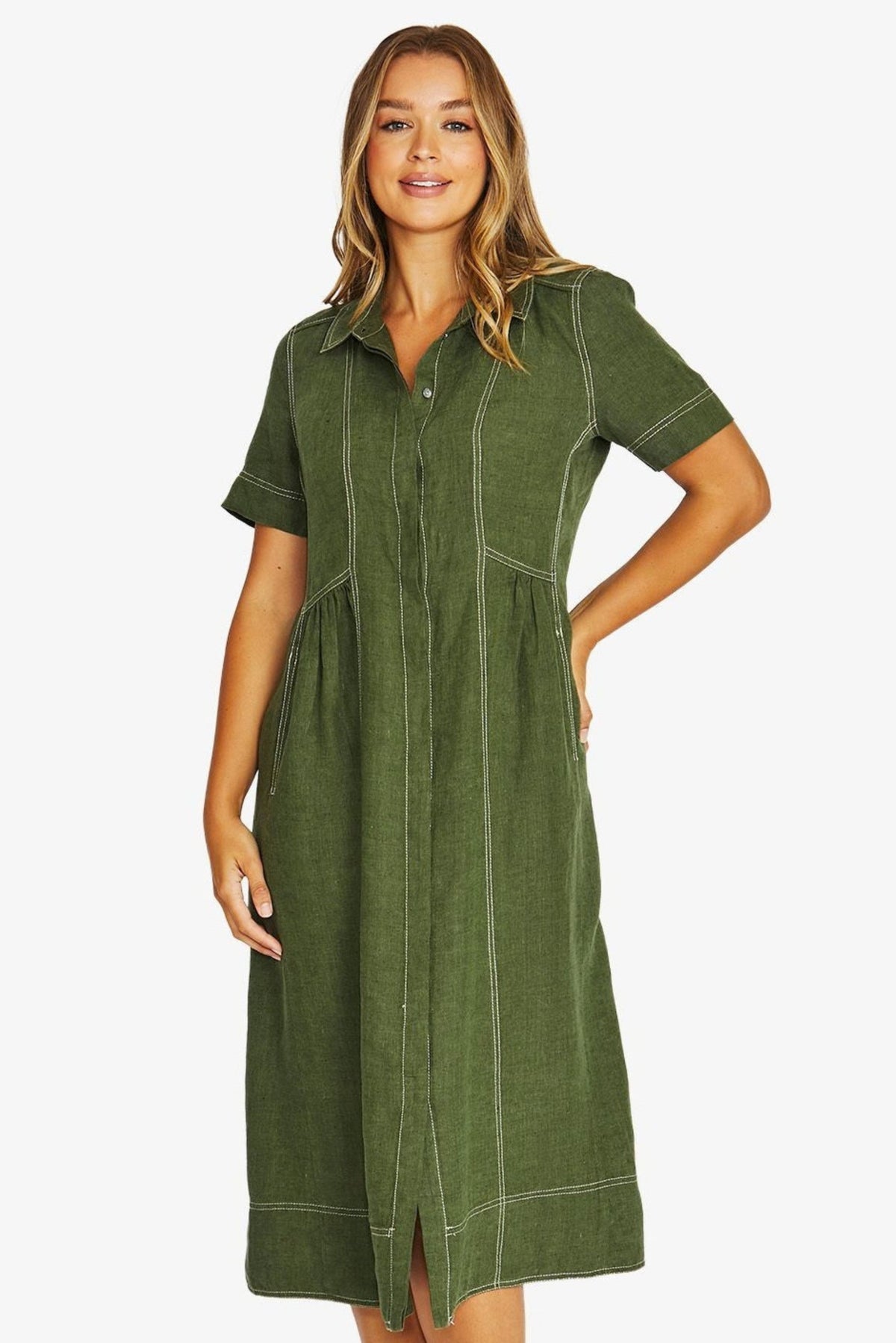 Jump Seam Detail Shirt Dress