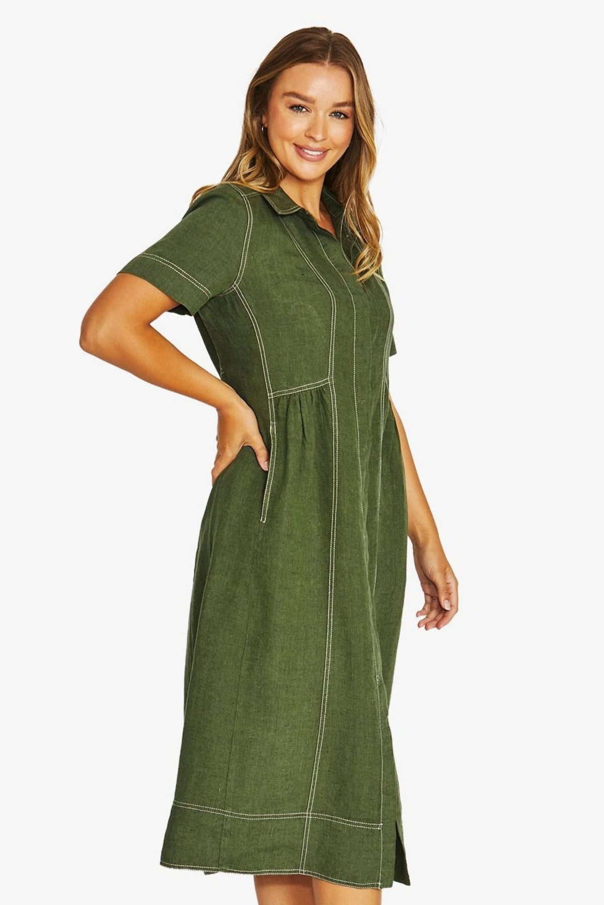 Jump Seam Detail Shirt Dress