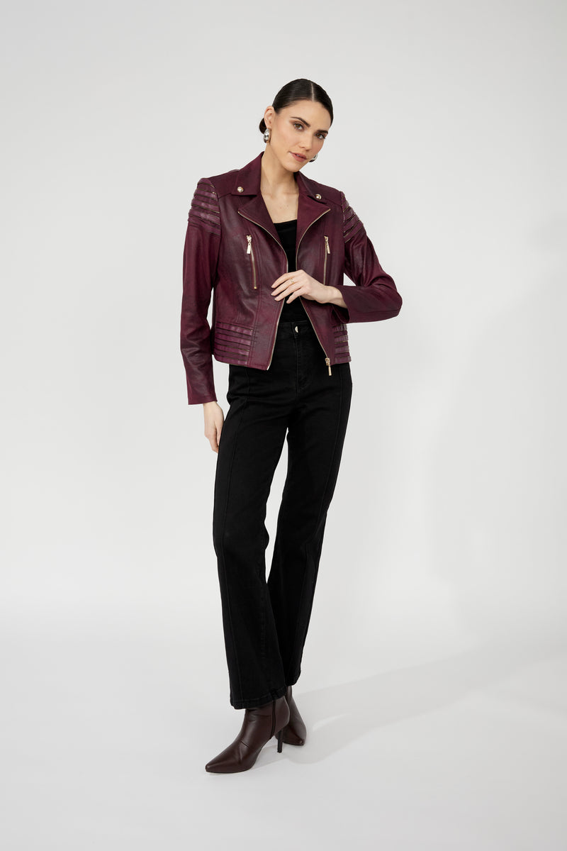 Frank Lyman Plum Biker Jacket