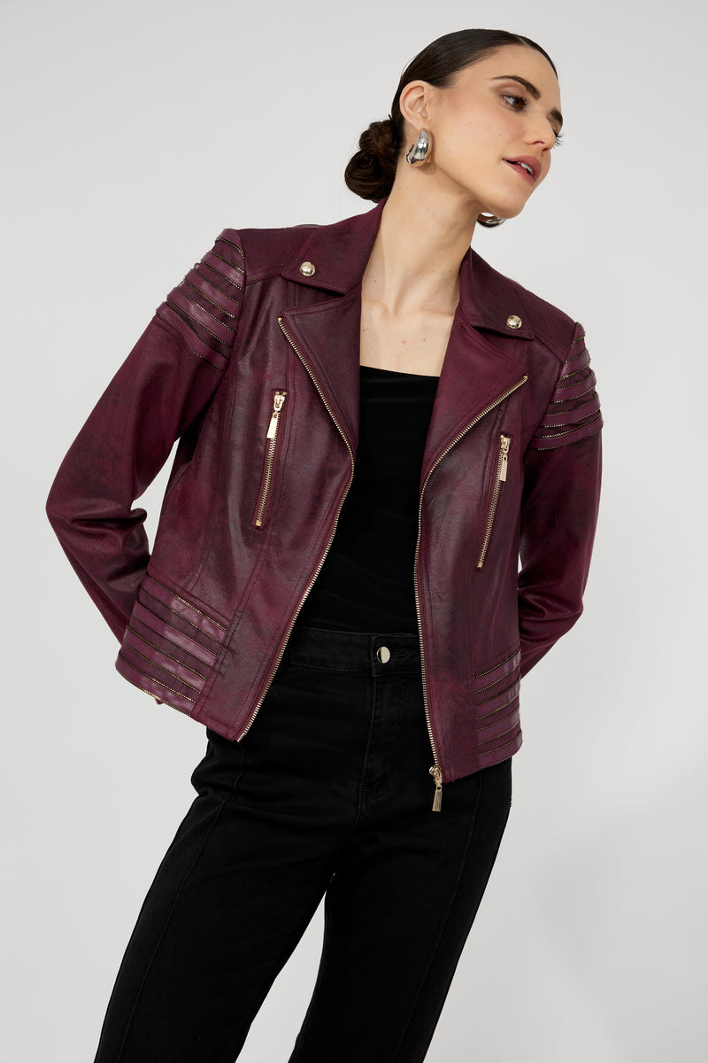 Frank Lyman Plum Biker Jacket