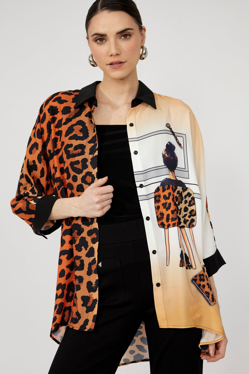 Frank Lyman Leopard Print Shirt