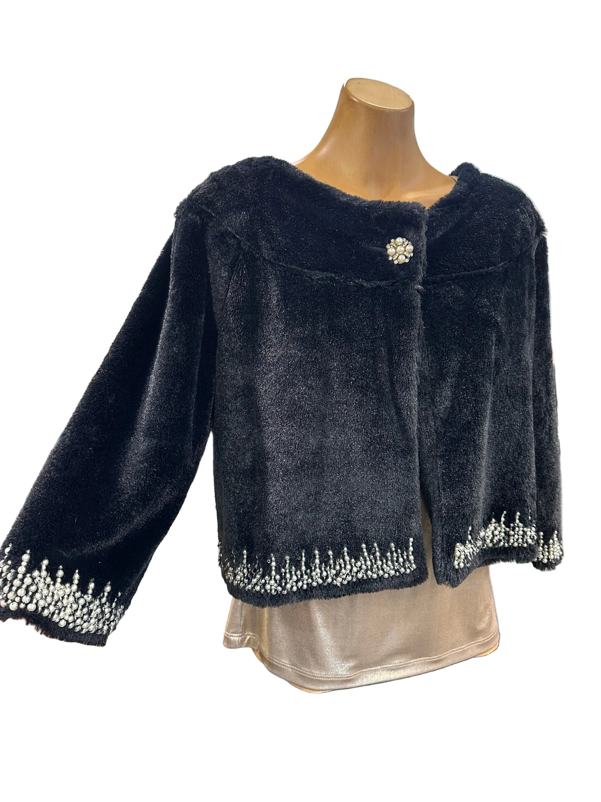 Moss & Spy Faux Fur Bolero - Black Pearl