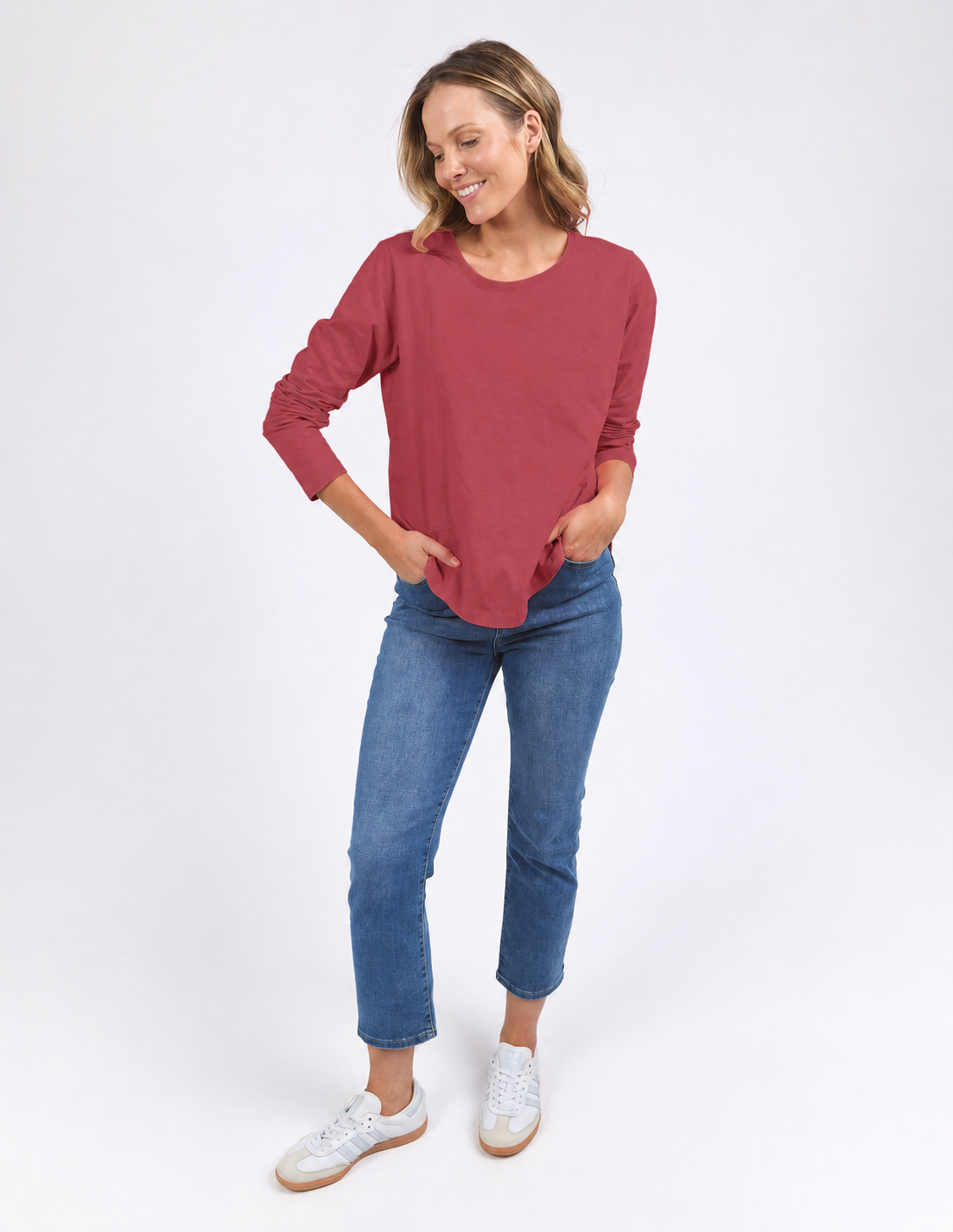 Elm Everyday L/S Tee - Cornflower Red