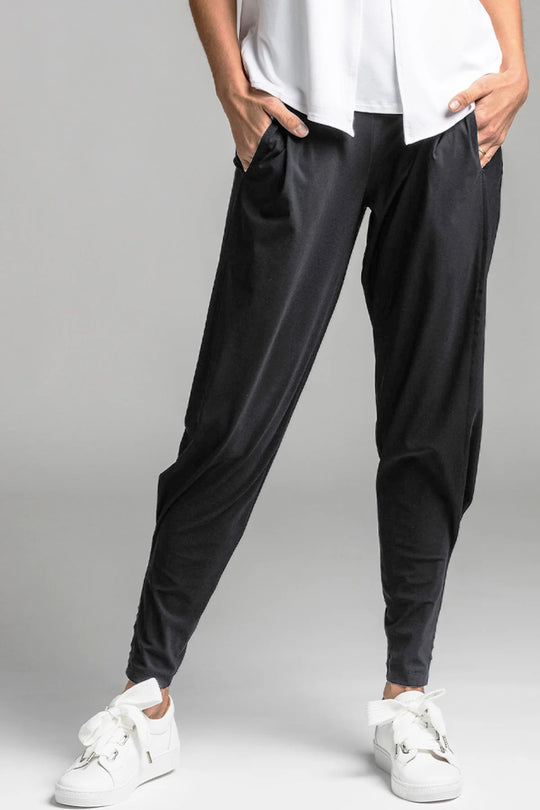 Paula Ryan Ankle Pleat Basque Pant Microjersey - Charcoal