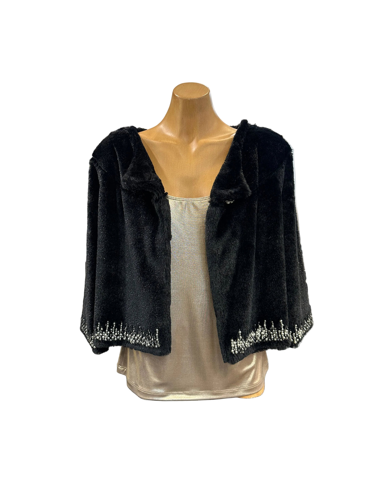 Moss & Spy Faux Fur Bolero - Black Pearl