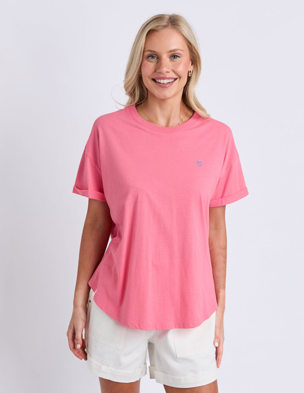 Elm Halli Short Sleeve Tee-Peach Stripe