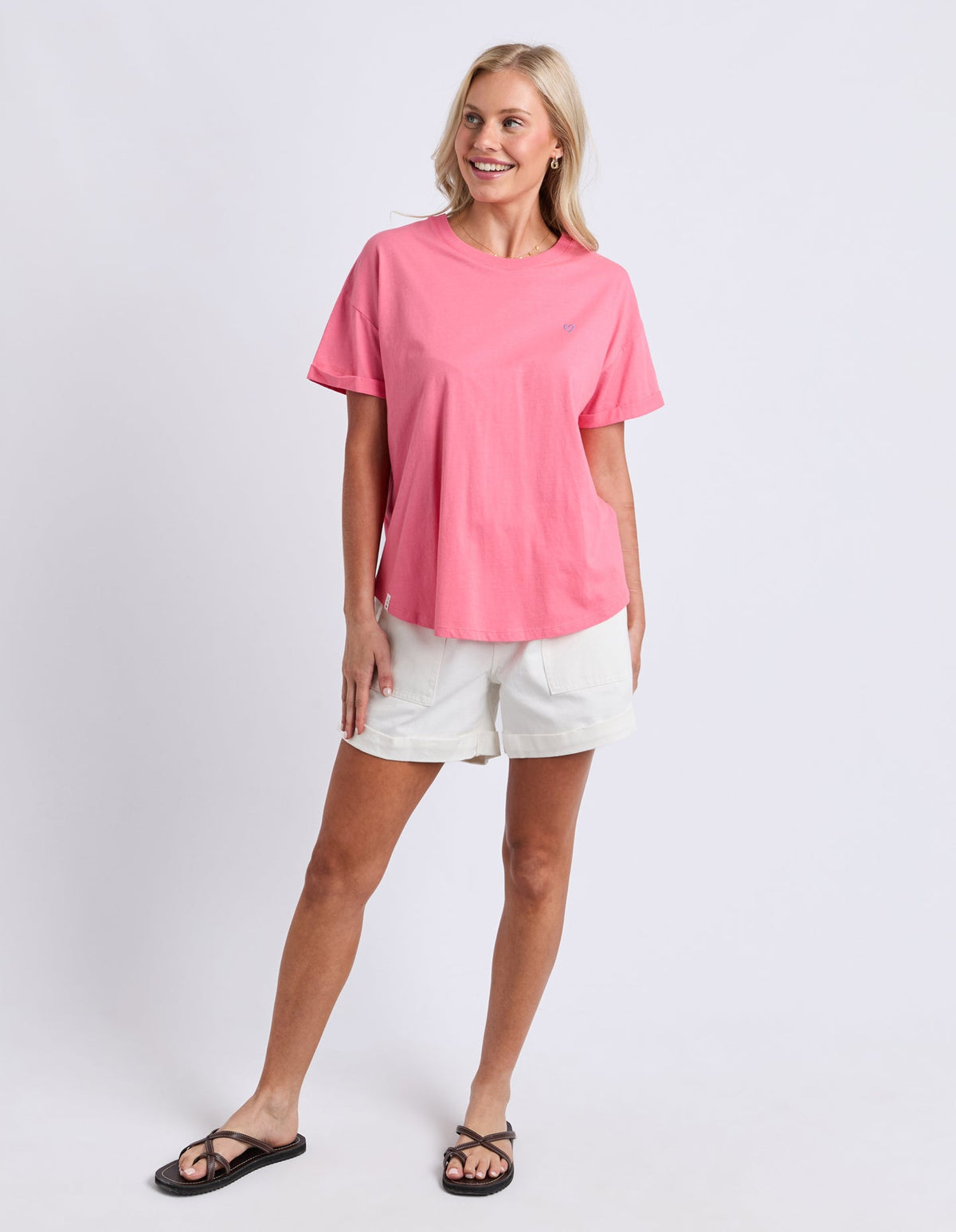 Elm Halli Short Sleeve Tee-Peach Stripe