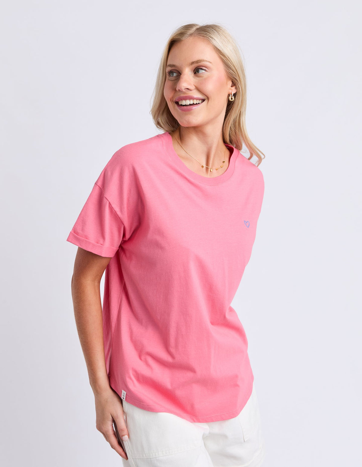 Elm Halli Short Sleeve Tee-Peach Stripe