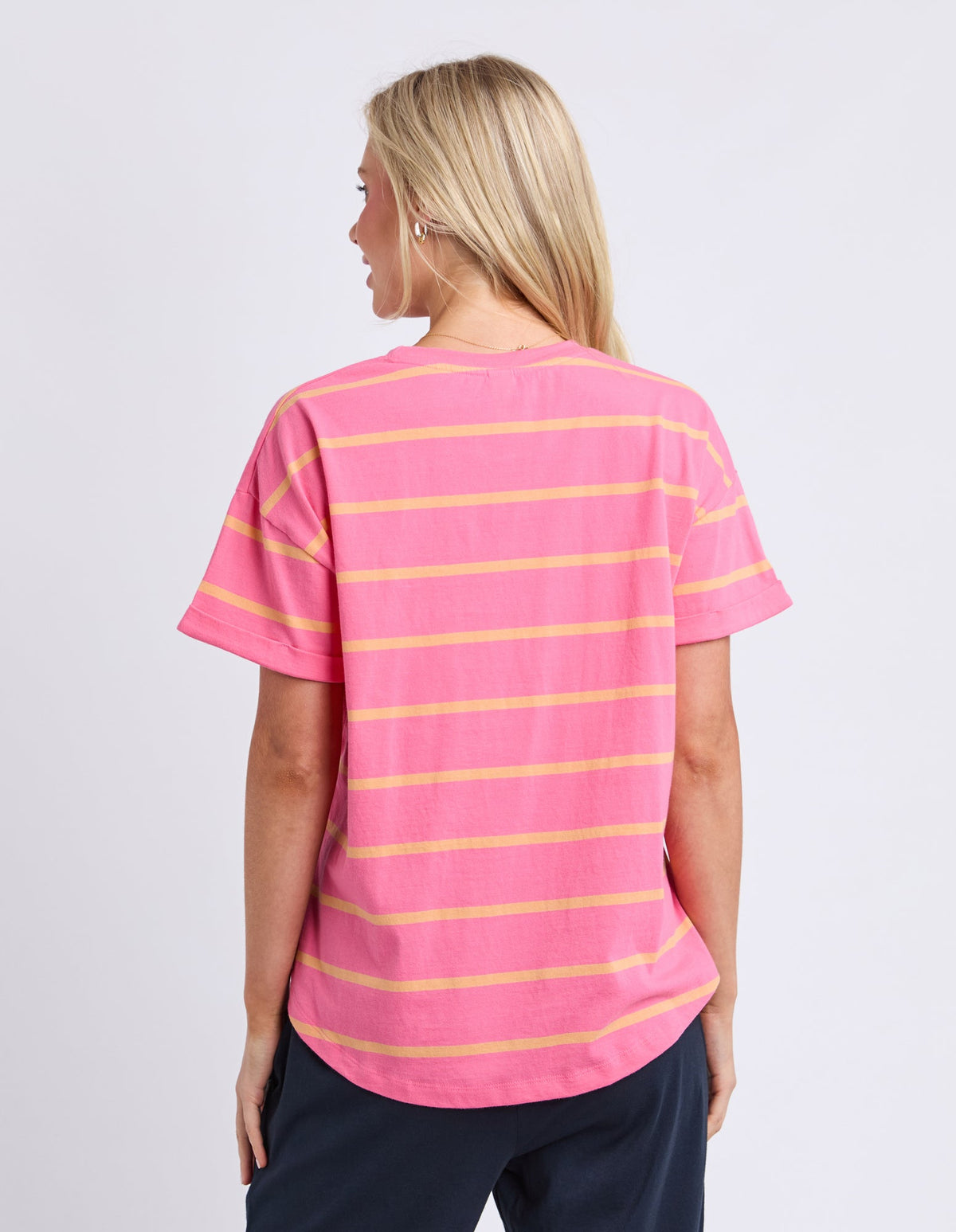 Elm Halli Short Sleeve Tee-Peach Stripe