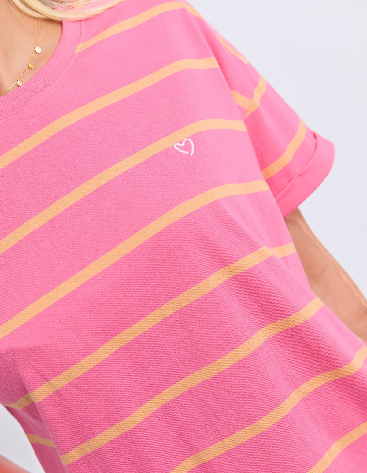 Elm Halli Short Sleeve Tee-Peach Stripe