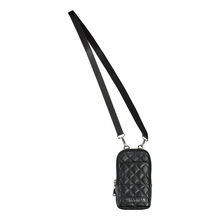 Paula Ryan Quilted Mobile Shoulder Bag - Black/Nickel