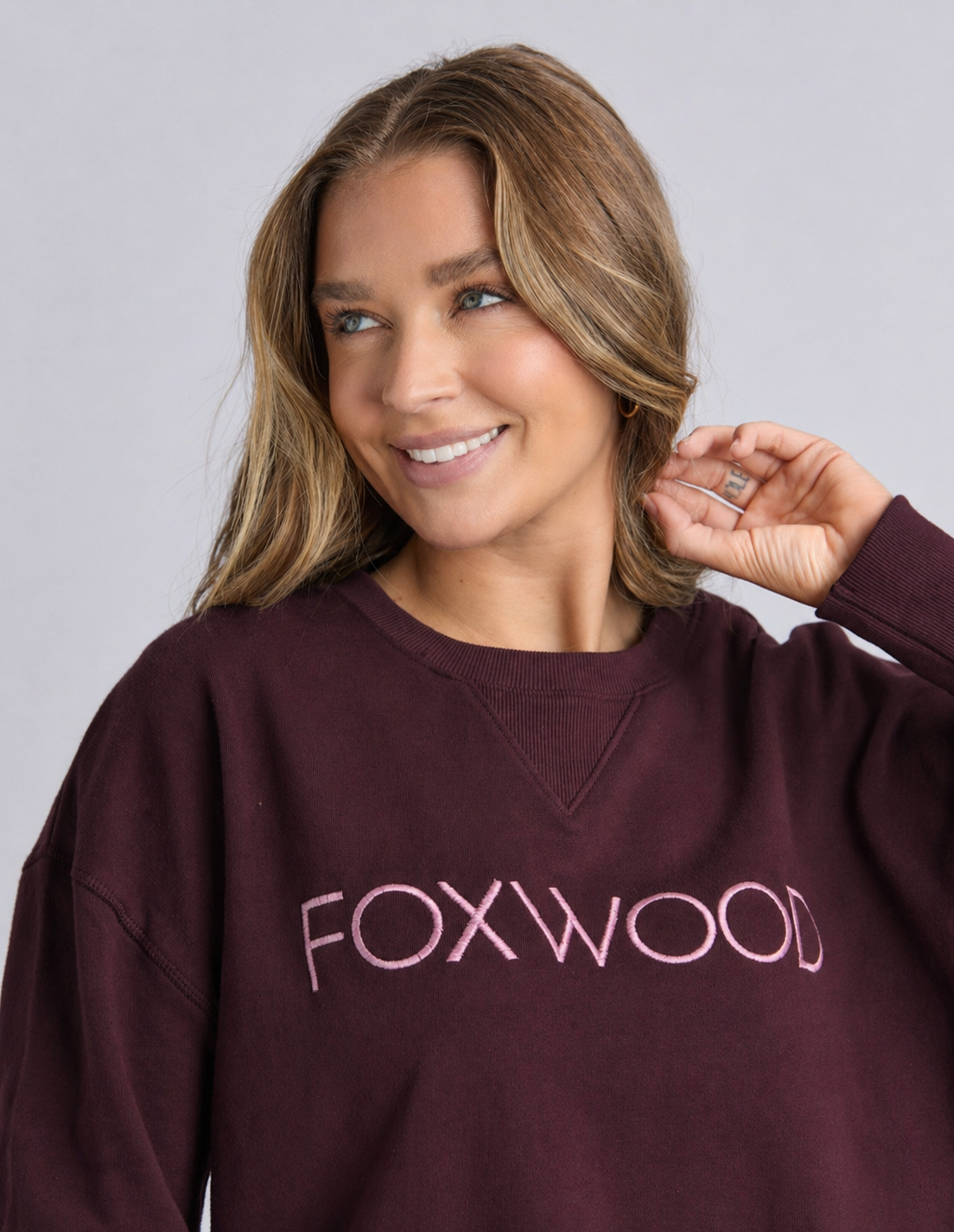 Foxwood Simplified Metallic Crew - Port/Burgundy