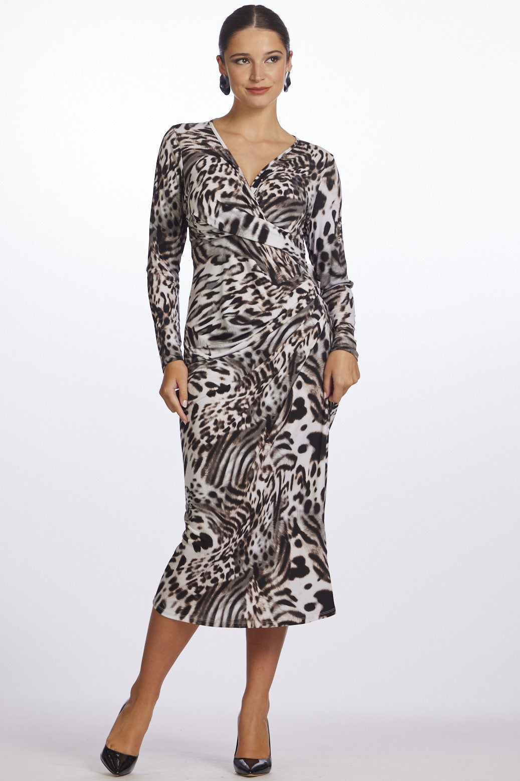 Paula Ryan Side Gather Crossover Dress