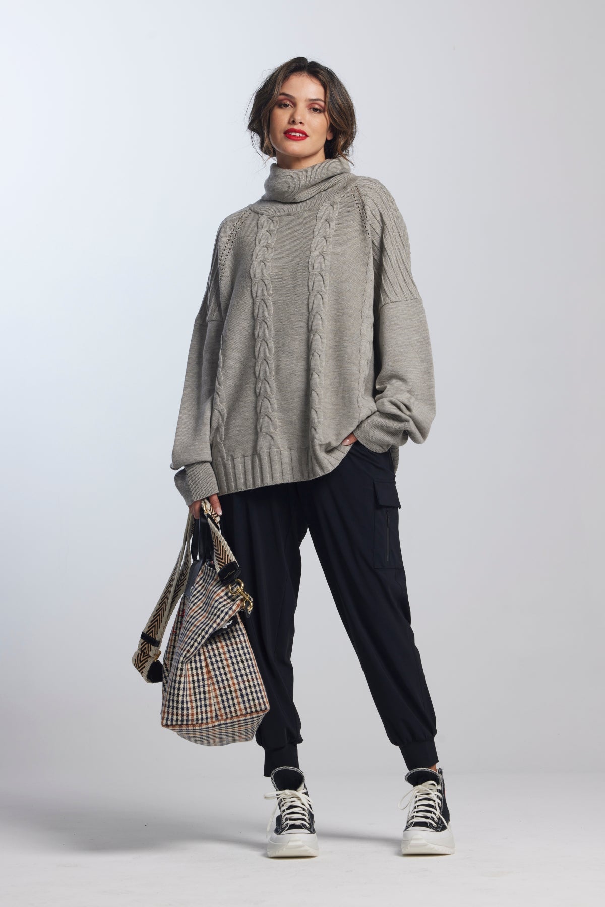 Paula Ryan Boxy Cabled Sweater - Mink