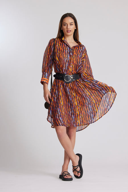 Spliced & Paneled Pin Tuck Front Dress
