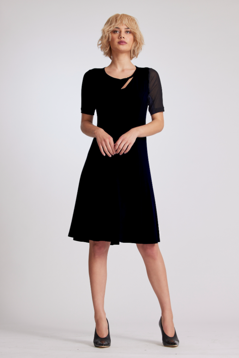 Paula Ryan Twist Neck A-Line Dress - Black