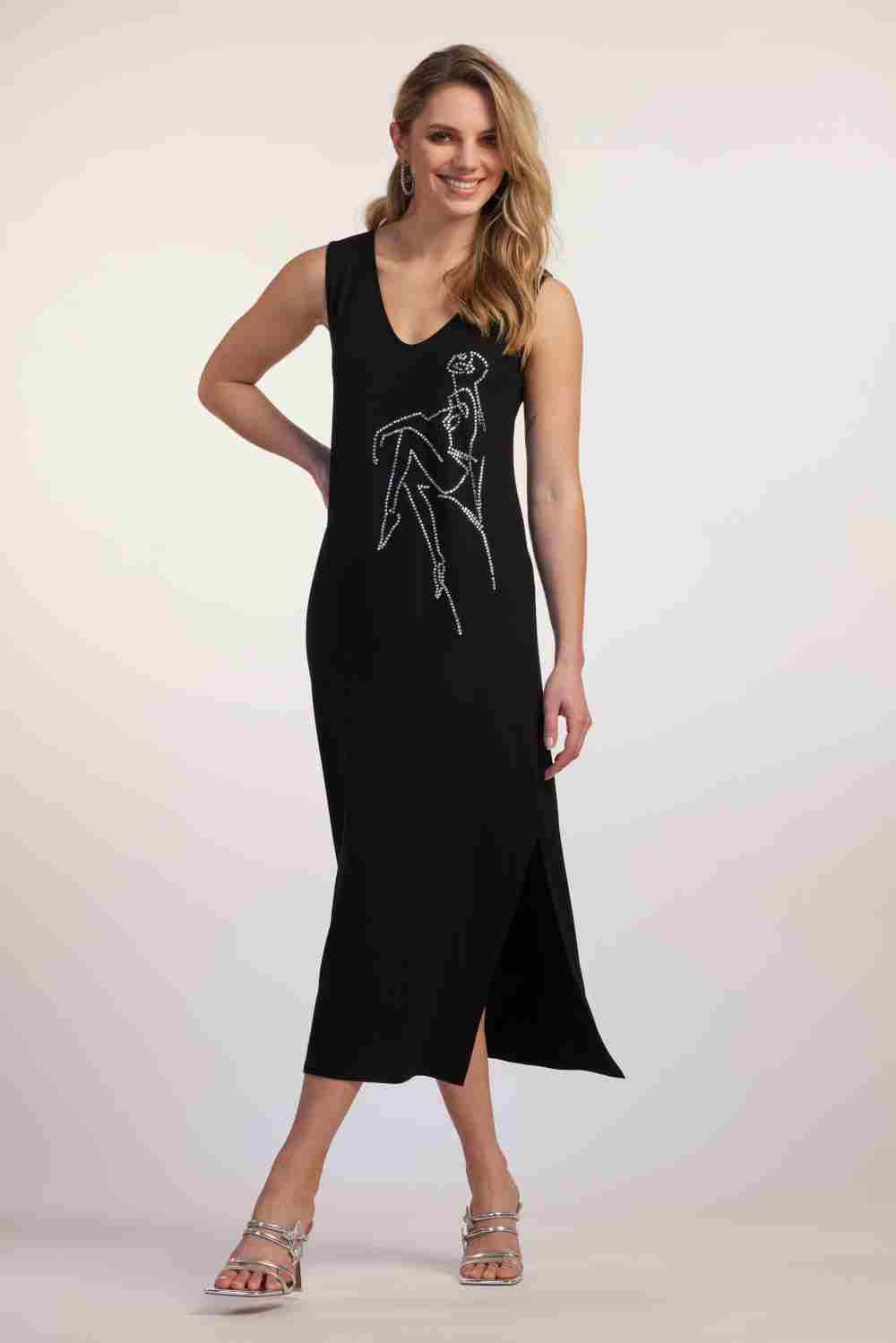 Paula Ryan Scoop V Bling Sheath Dress - Black