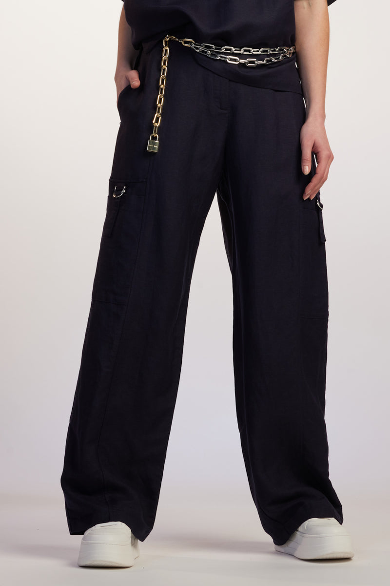 Paula Ryan Linen Soft Leg Pant - Black