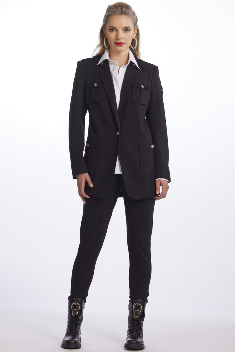 PAULA RYAN Roma Military Blazer - Black