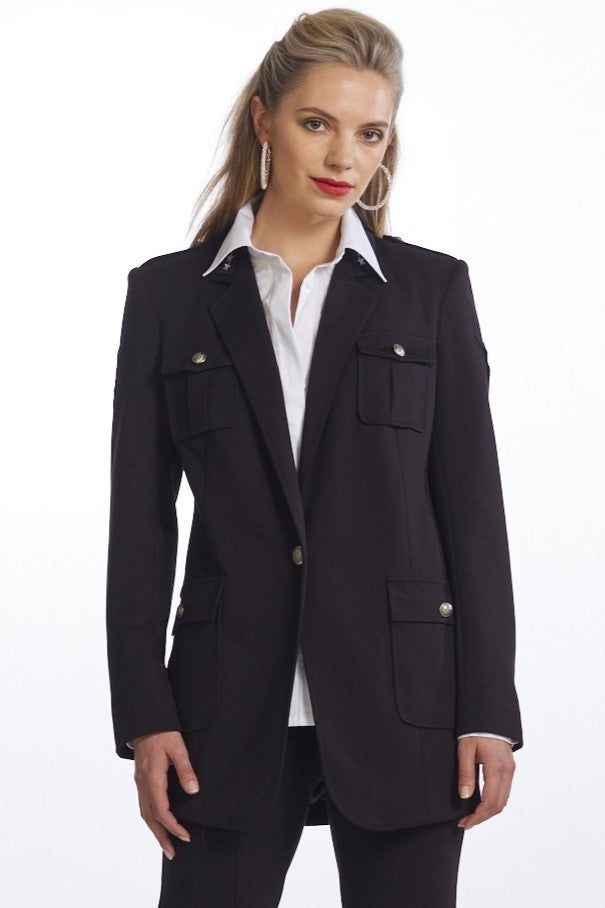 PAULA RYAN Roma Military Blazer - Black