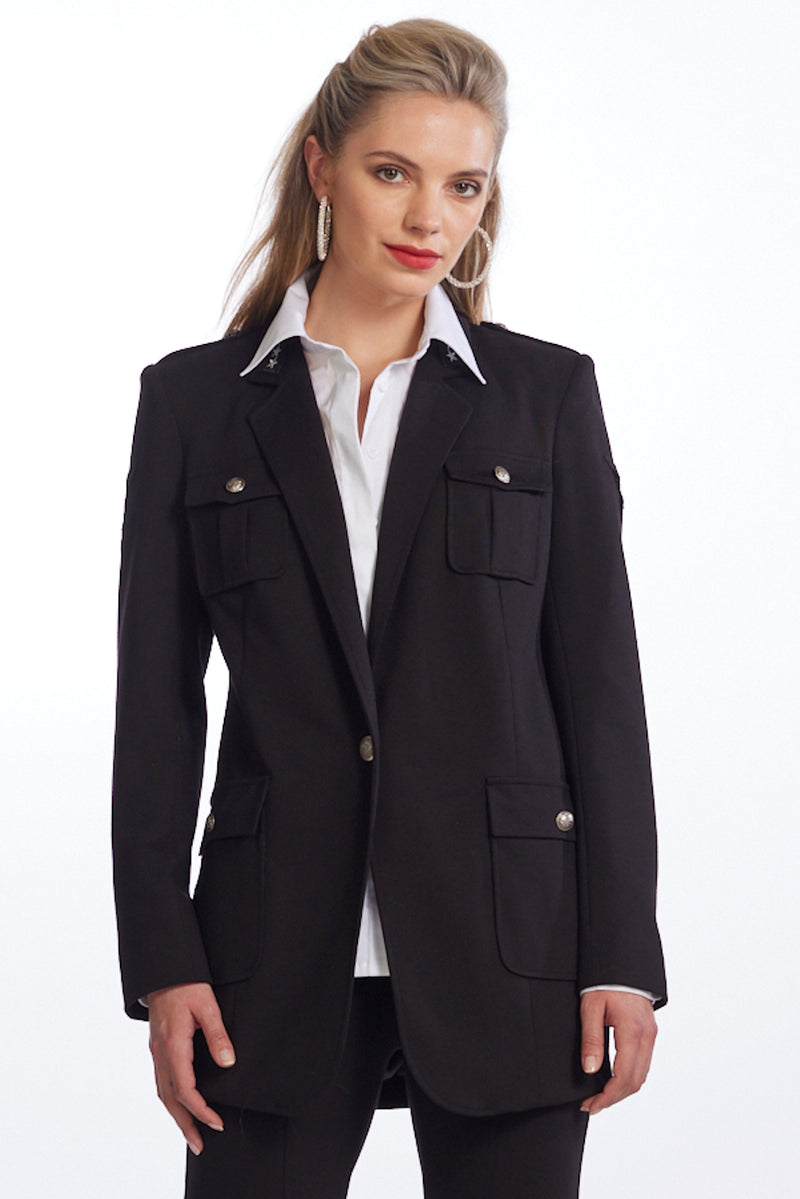 Paula Ryan Roma Military Blazer - Black