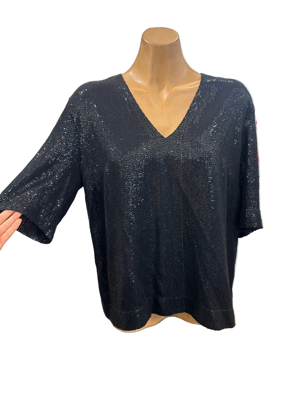 Juliette Hogan Chelsea Sequin Top - Black/Ebony
