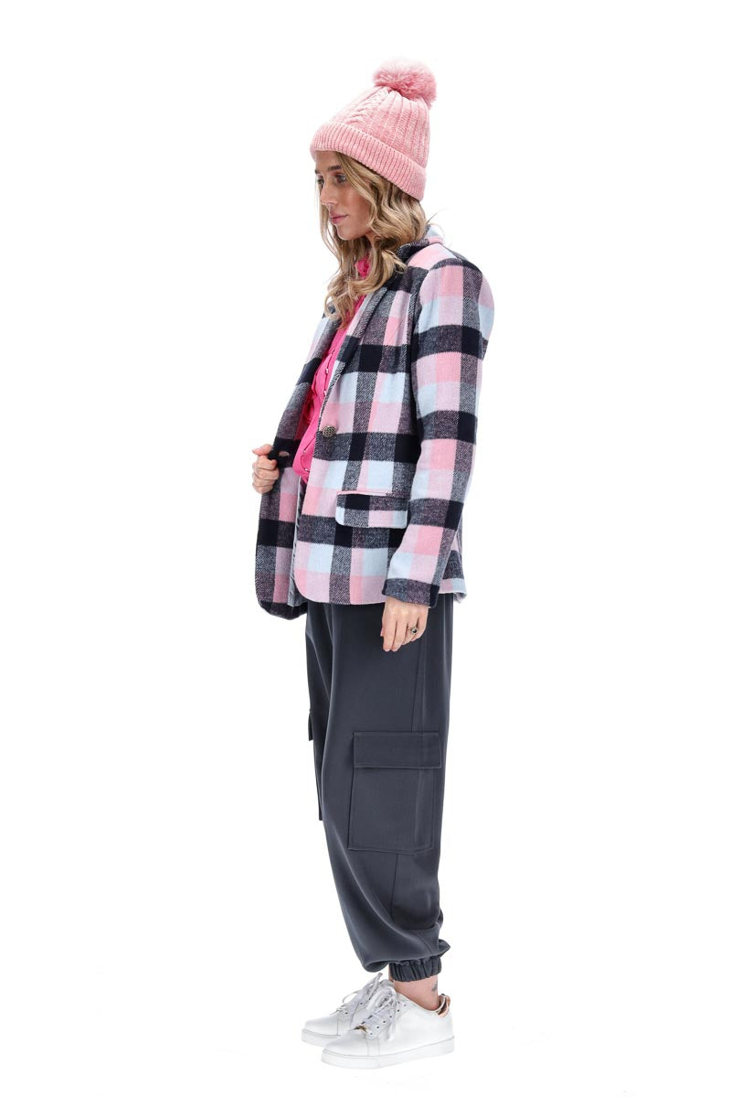 Charlo April Blazer Navy Check ROSSELLINI SHINE
