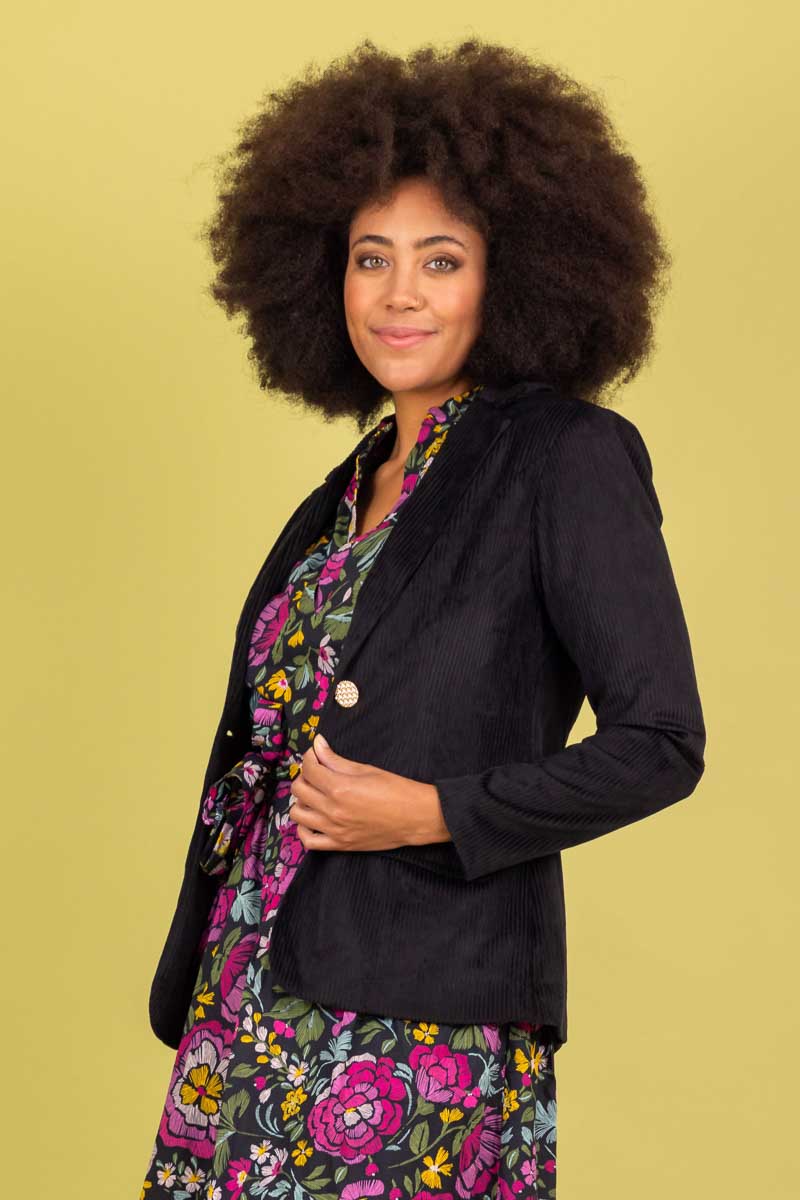 Charlo Azini Cord Blazer Black