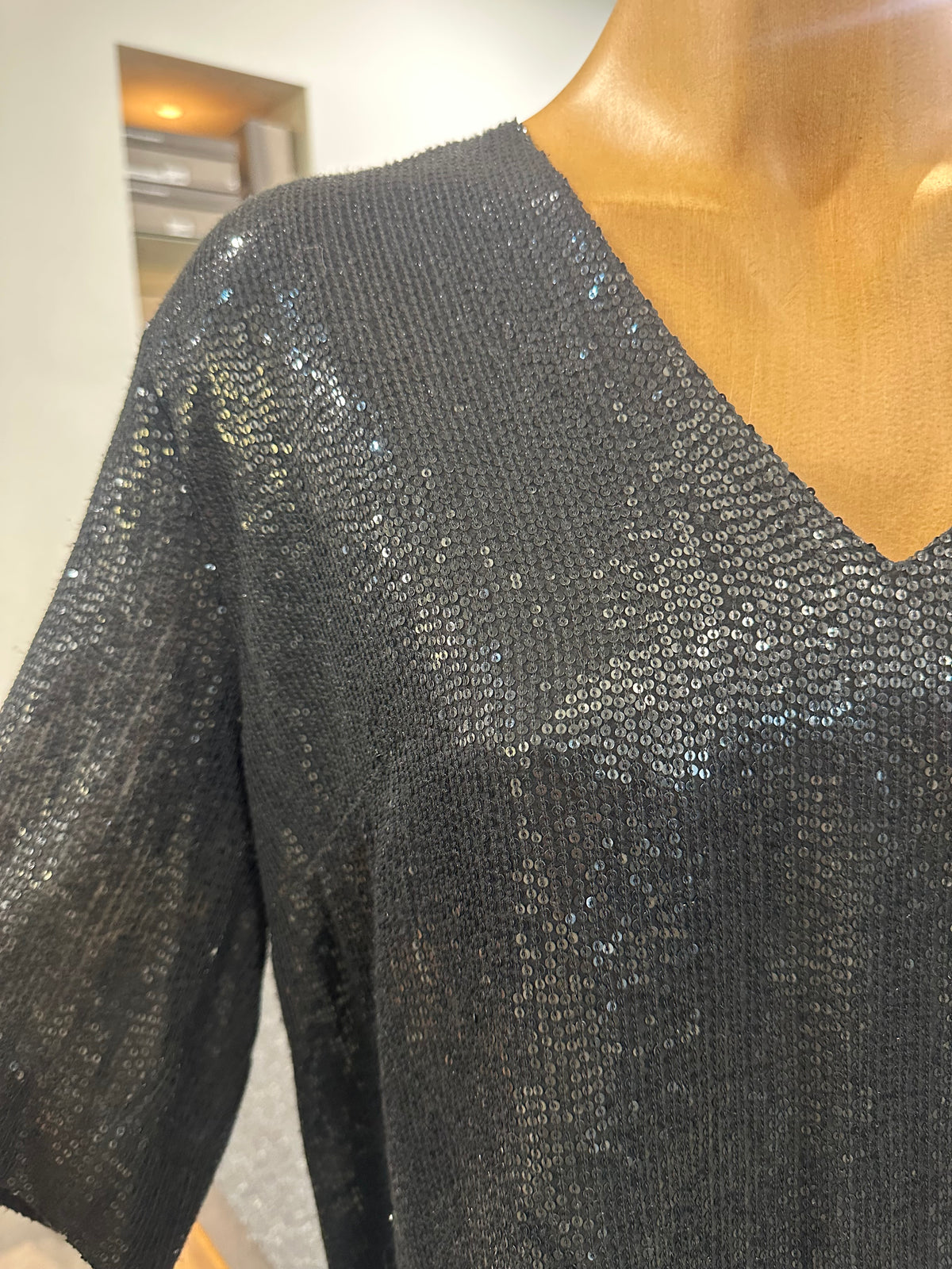 Juliette Hogan Chelsea Sequin Top - Black/Ebony