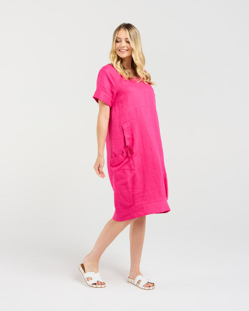 Blackstone Lilian Bubble Hem Dress - Raspberry