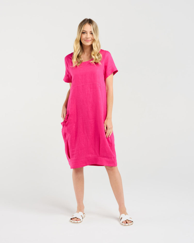 Blackstone Lilian Bubble Hem Dress - Raspberry