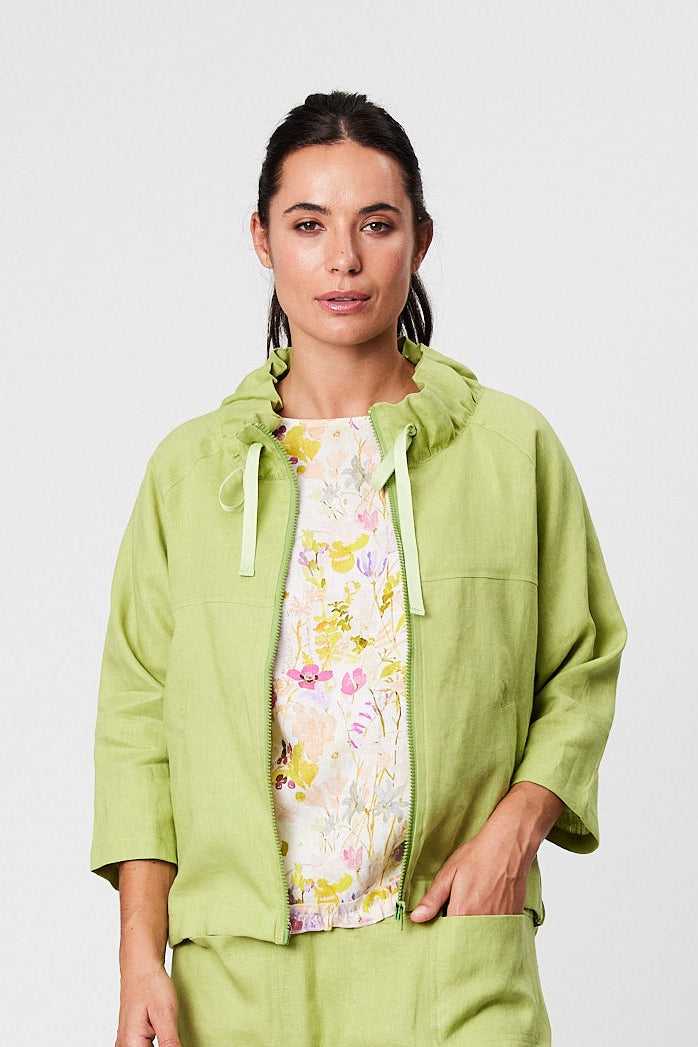 Blackstone Victoria Linen Jacket - Green Fig