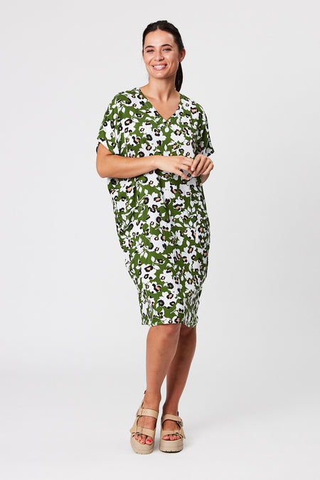 Blackstone Floral Dress-Basil Green