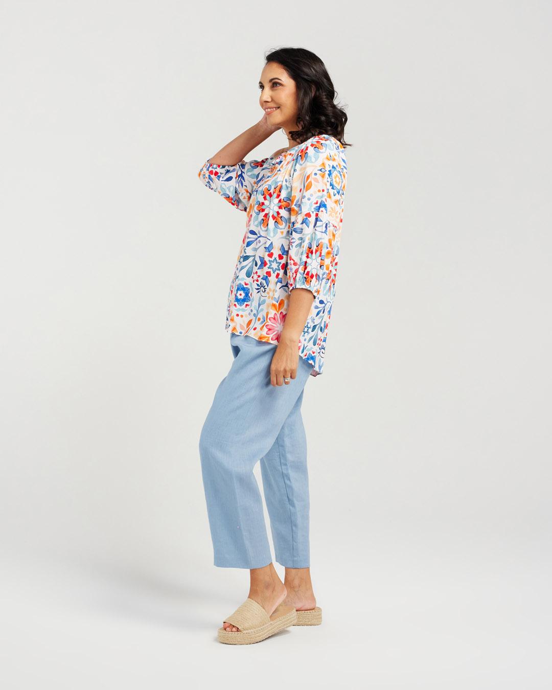 Blackstone Pippa Top- Blue Mist/Apricot