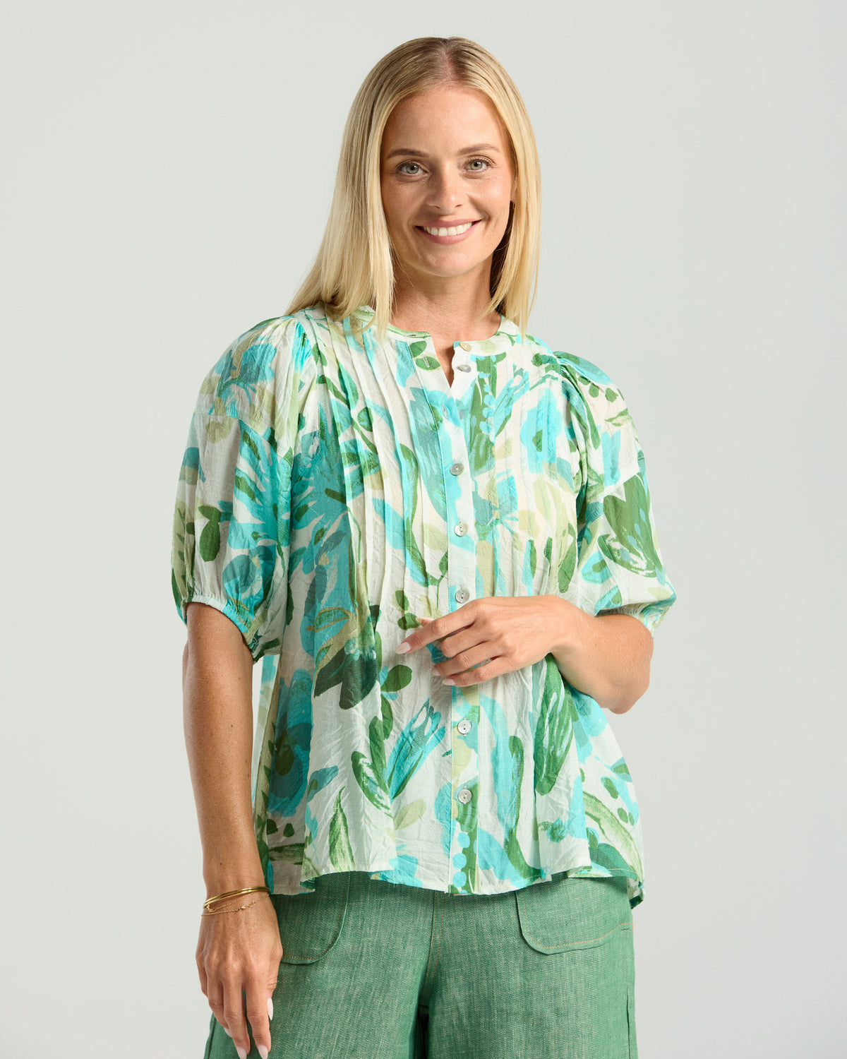 Blackstone Bridget Pintuck Top Spearmint Mint