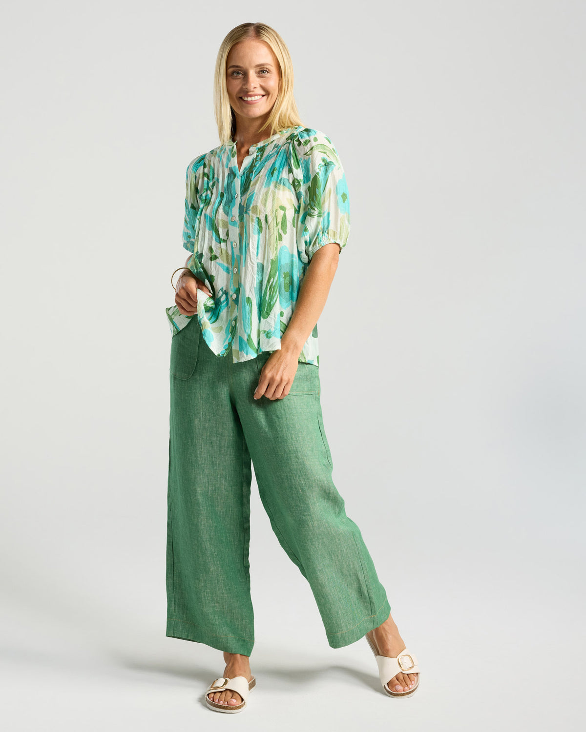 Blackstone Bridget Pintuck Top Spearmint Mint